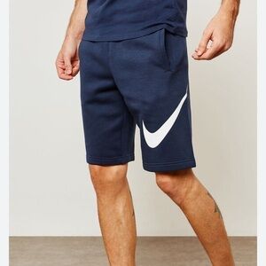 Nike Club Fleece Explosive Shorts Dark Navy White Swoosh Size Medium Men’s